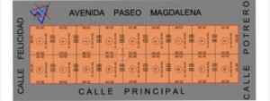 Croquis Manzana 13A, 18 lotes de 500 m²